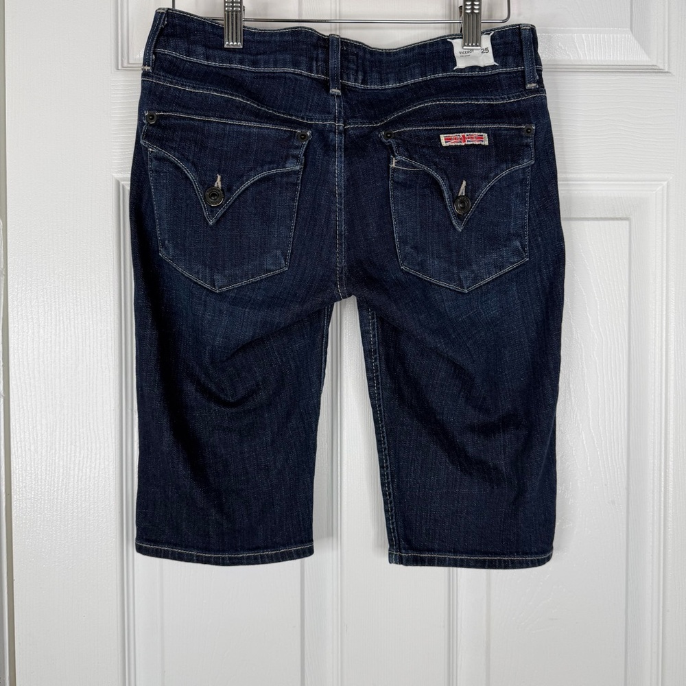 Sz 25 Hudson Dark Blue Denim low rise Viceroy knee Shorts $125 MSRP NWOT - Picture 3 of 10